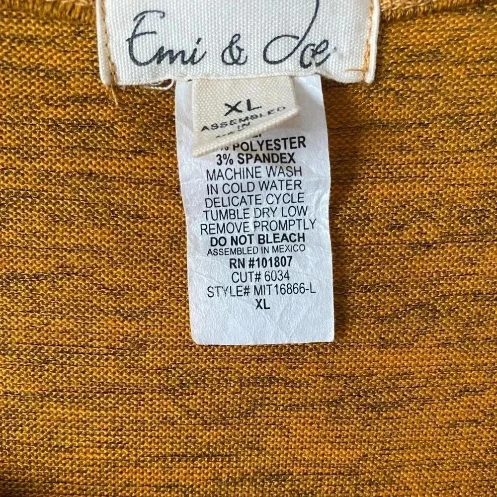 High-Low Mustard Yellow Long Sleeve Top, Round Neck, Long sleeves, Size XL - Picture 6 of 6